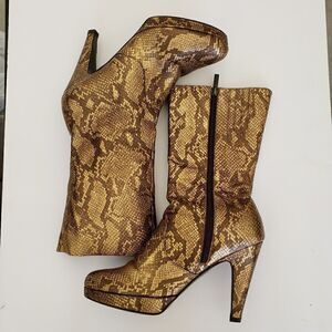 Colin stuart metallic python platform booties
